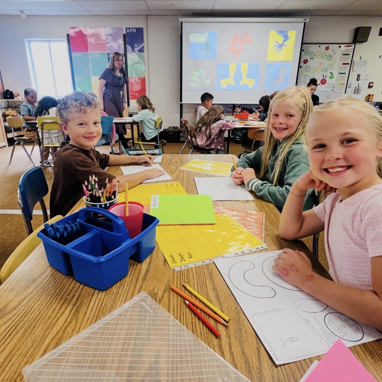 second graders doing an activity in their BTS class