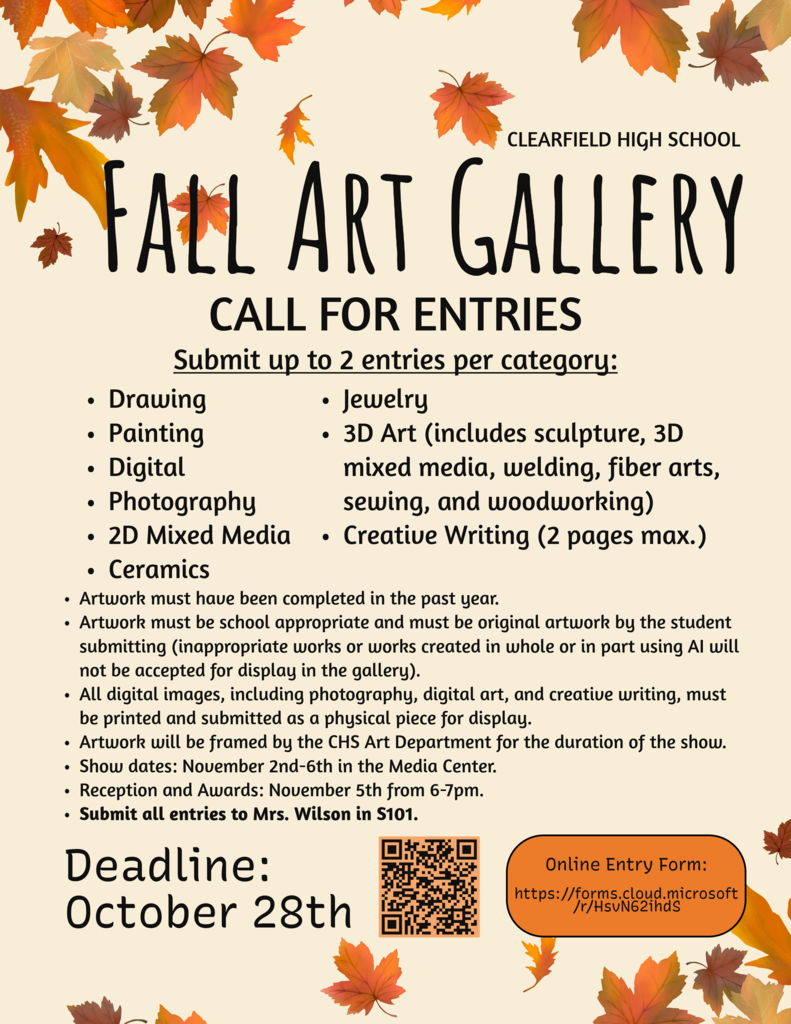 Fall Art Gallery submissions due October 28th