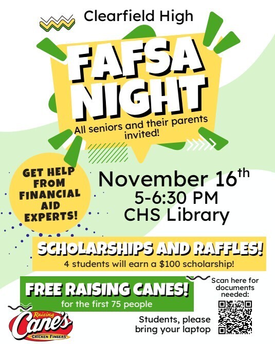 FASFA Night, Monday November 16th at 5:00