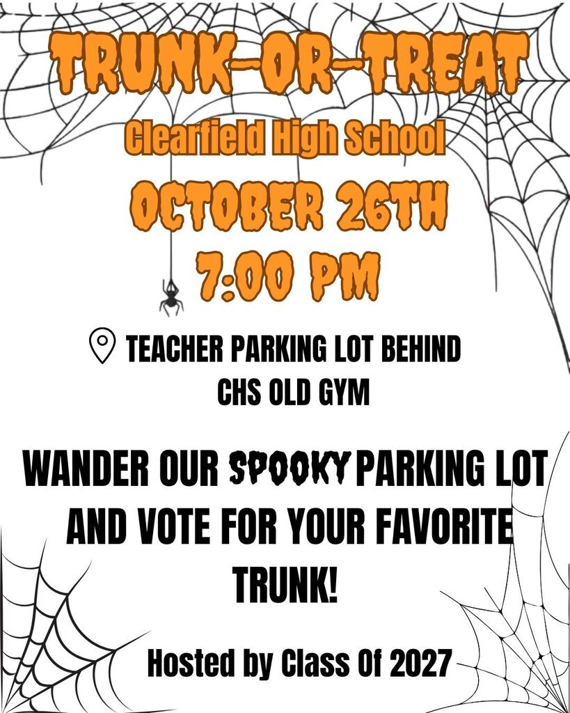 Trunk or Treat, Senior activity, October 26th at 7:00 pm