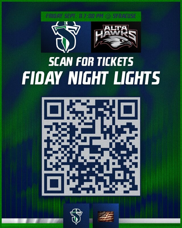 graphic with a qr code to purchase tickets to the HOCO game vs Alta
