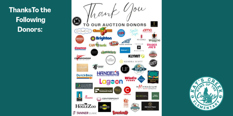 Thank you list of companies that donated to the fall festival auction