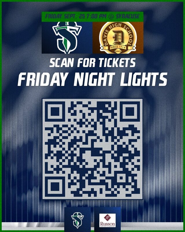 qr code for tickets to Syracuse vs Davis on Friday 9/15, 7 pm.  https://dsdgive.net/event/7722