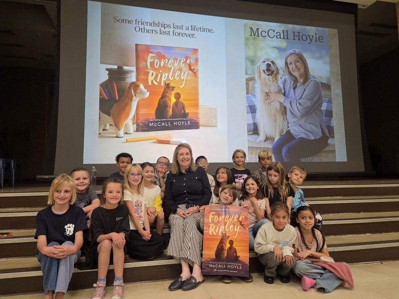 Author McCall Hoyle with students