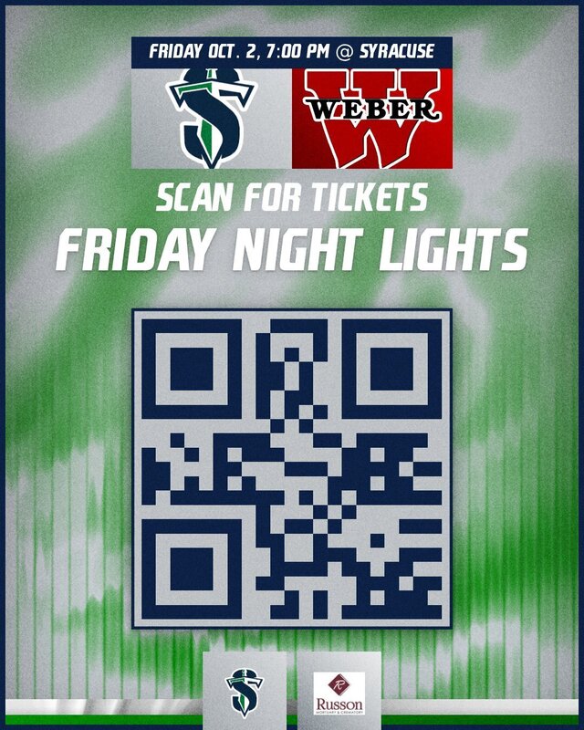 qr code for tickets to Syracuse vs Weber on Friday Oct. 2, 7 pm at Syracuse. https://dsdgive.net/event/7723