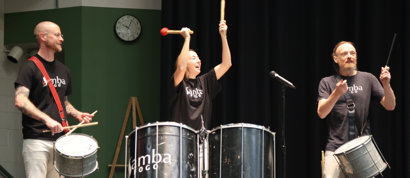 Sambo Fogo drummers at Foxboro Elementary