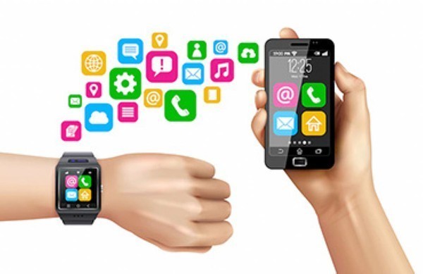 Image of smart watch pairing with a cell phone