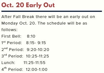 Oct 20th bell schedule