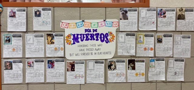 Ofrenda wall outside Miss Chanez's classroom