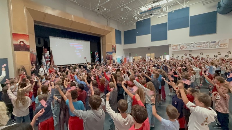 Children waving flags