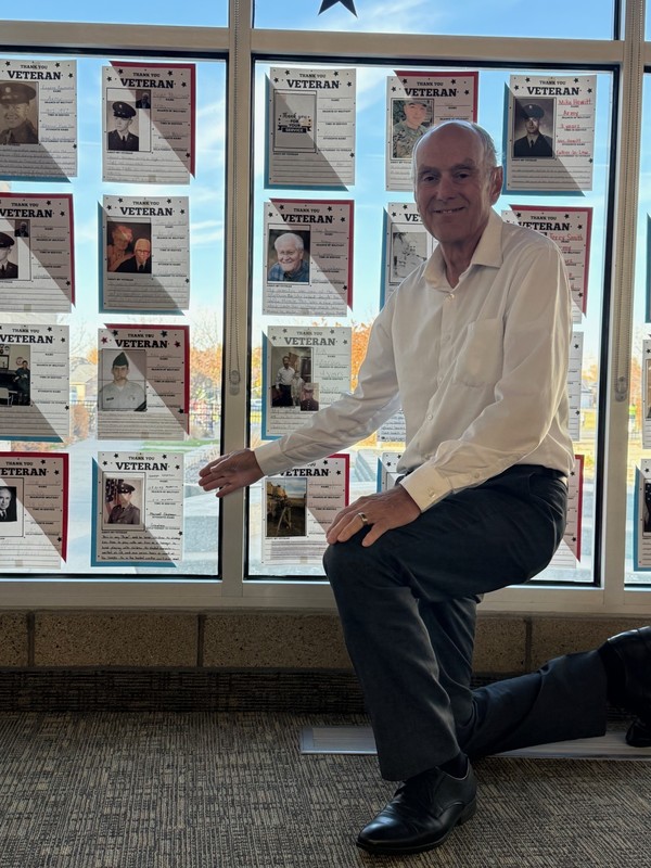 Veteran with his poster