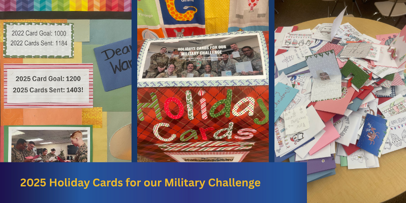 Collage of goal, card mailbox and stack of cards