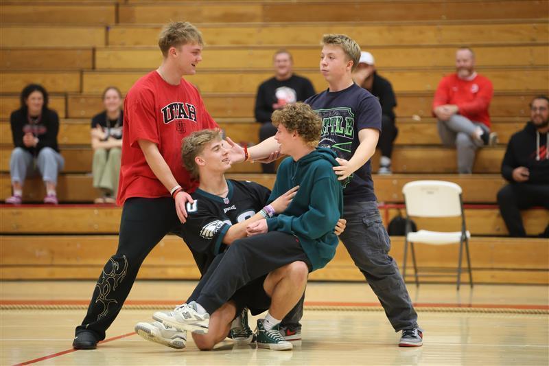 Students singing in a lip sync