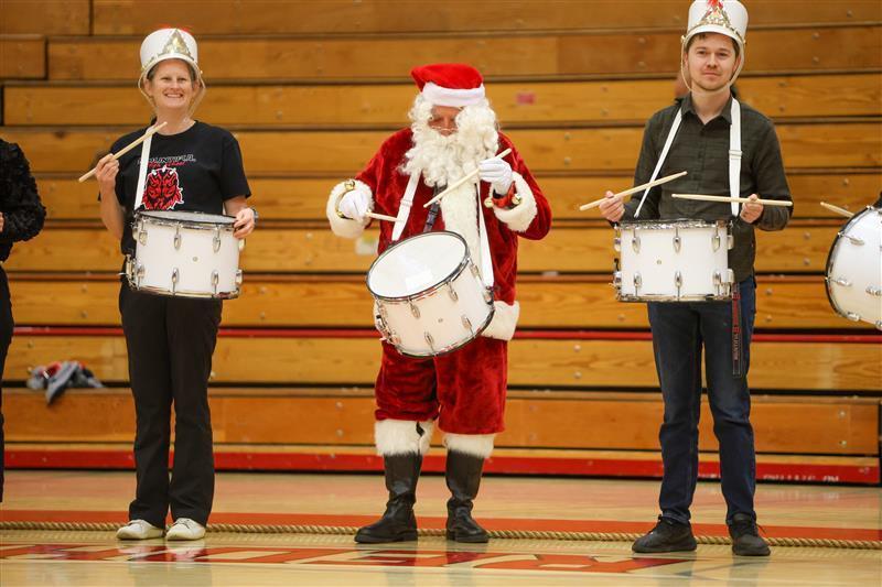 santa playing the snare drums
