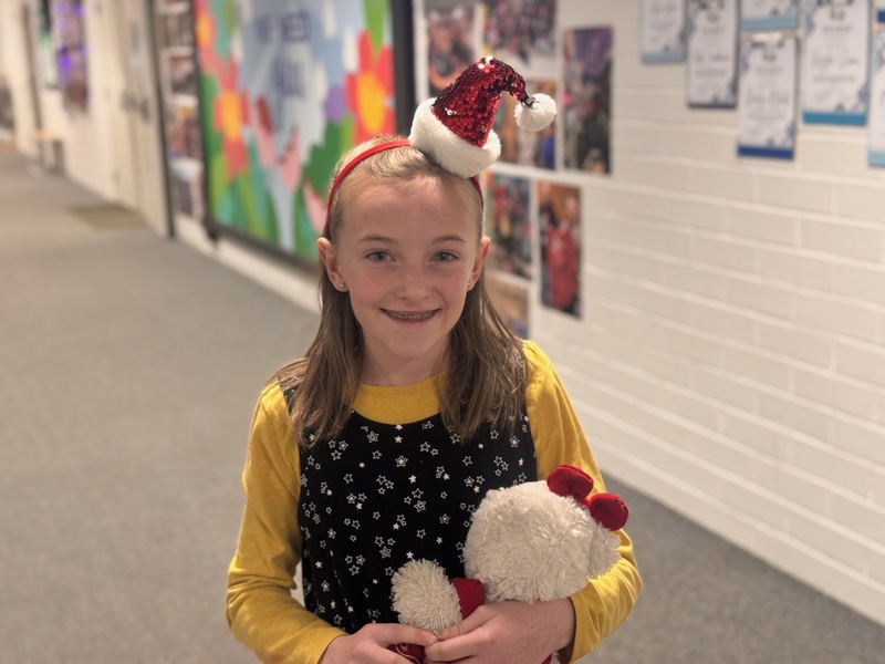 Student with holiday headband