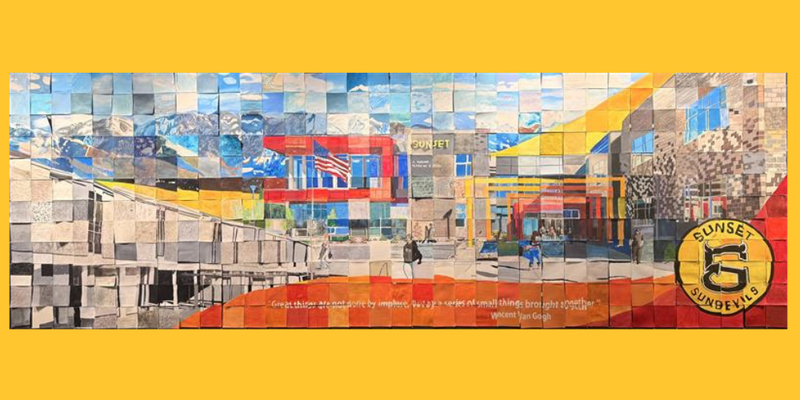 Mural of the school that the art students created