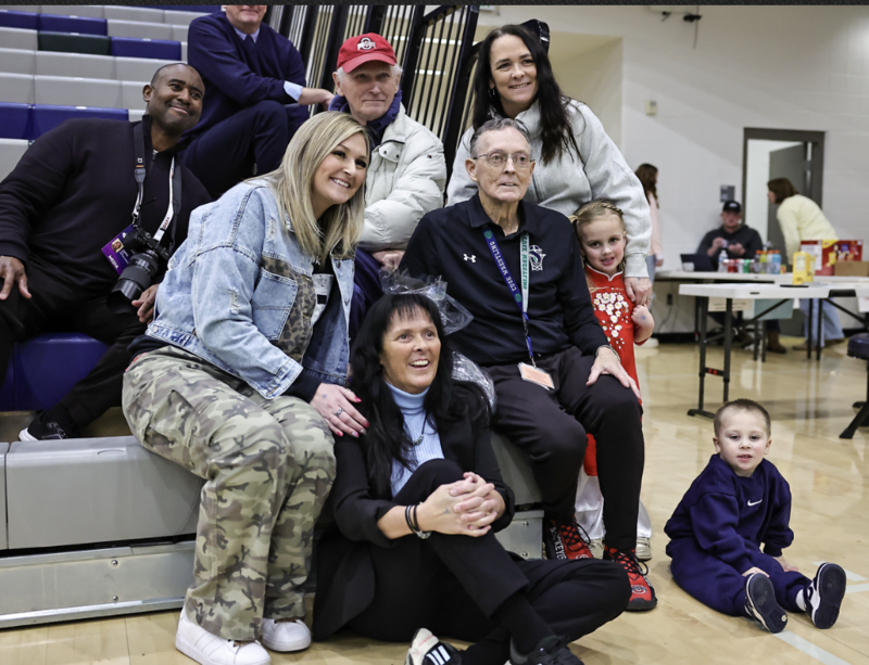 Pat Havens and his family members at the basketball game