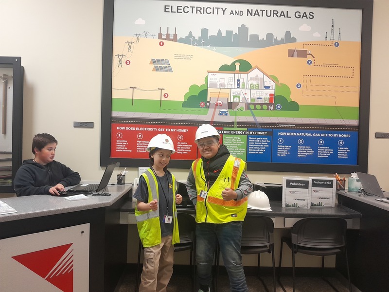 Students at JA City, a work simulation experience.