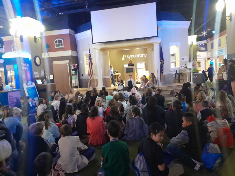 Students at JA City, a work simulation experience.