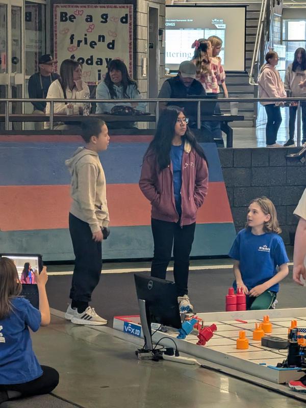 Upper grade students at the robotics competition.