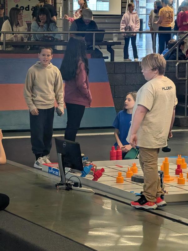 Upper grade students at the robotics competition.