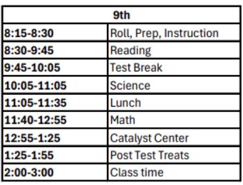 9th grade schedule
