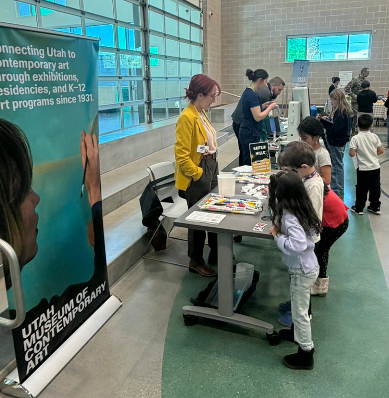 Kaitlin Mills speaks with Bountiful Elementary students at Career Fair.