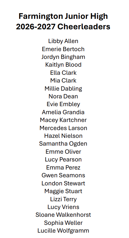 2026-2027 FJH Cheer List