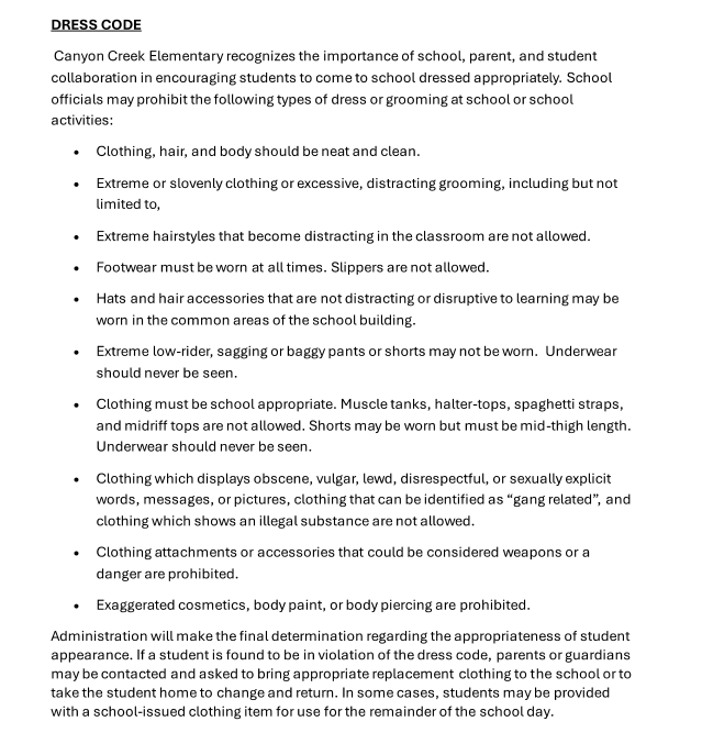 Dress Code Information