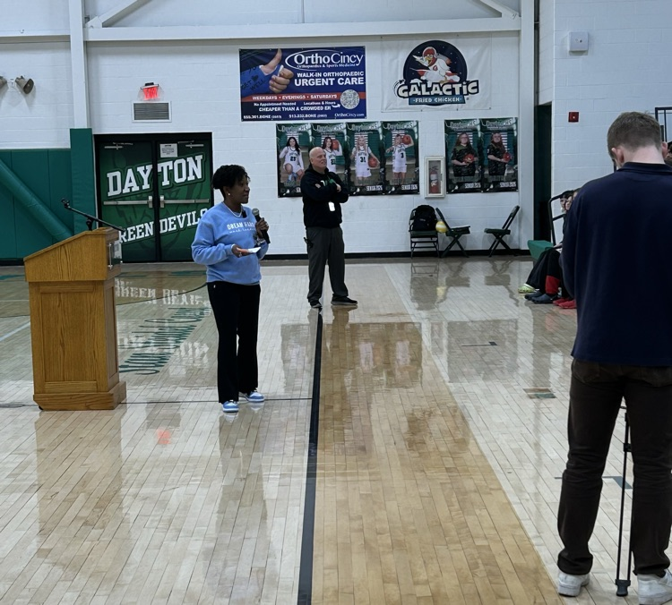 Dr. Kristilynn Turney speaking to DHS students