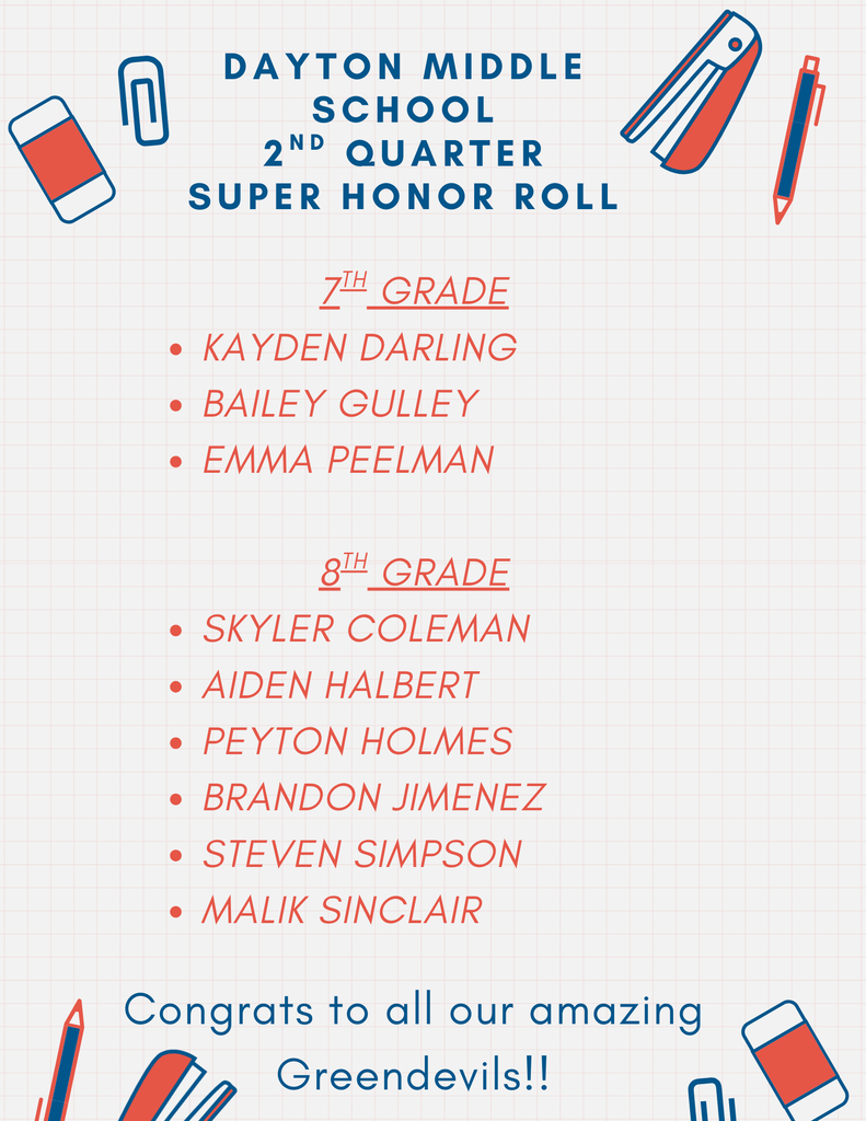 2nd quarter DMS Super honor roll