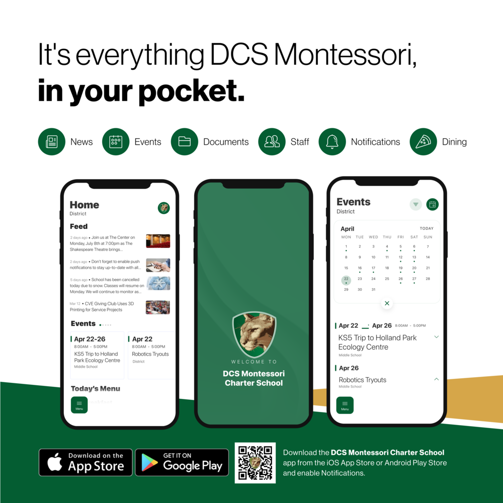 Screenshots of the DCS Montessori App
