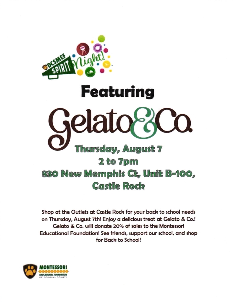 Fundraiser at Gelato&Co. on Thursday, August 7 from 2pm-7pm