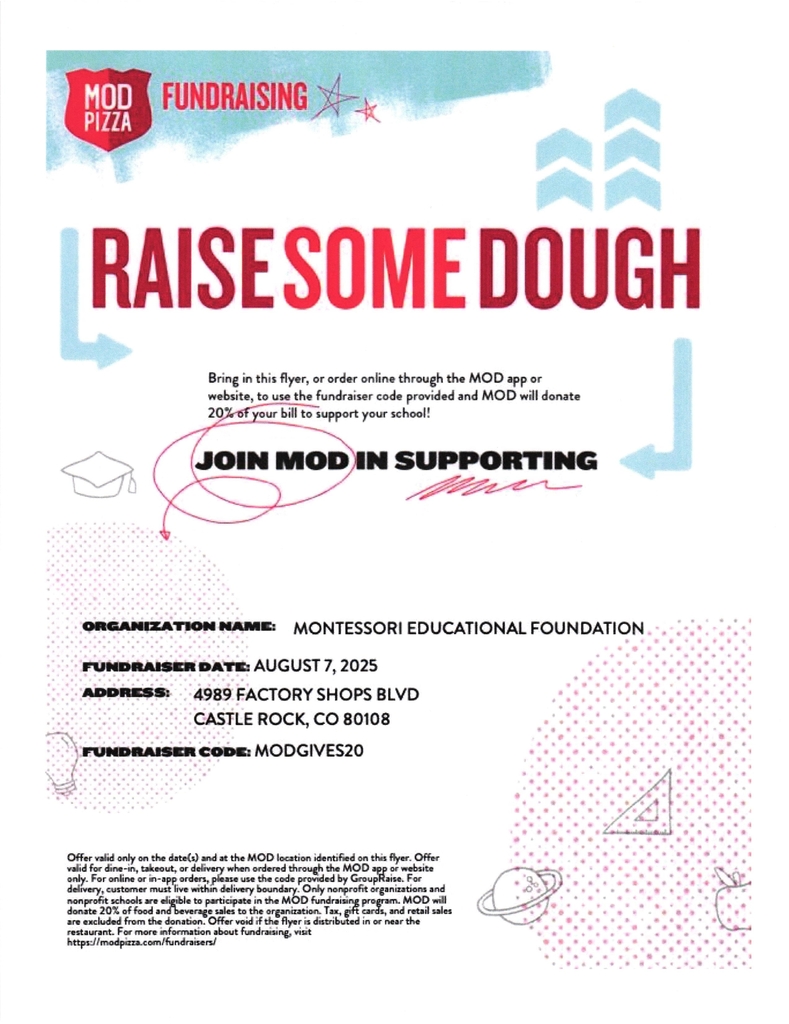 Fundraiser at Mod Pizza on August 7th