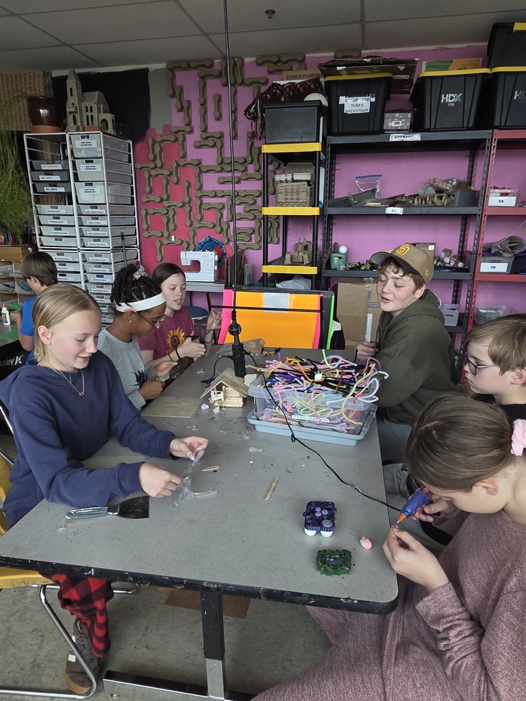 Students creating art projects