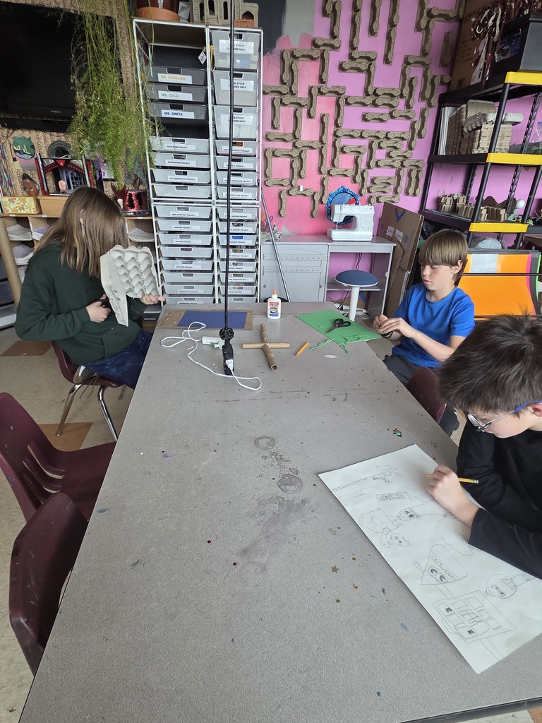 Students creating art projects
