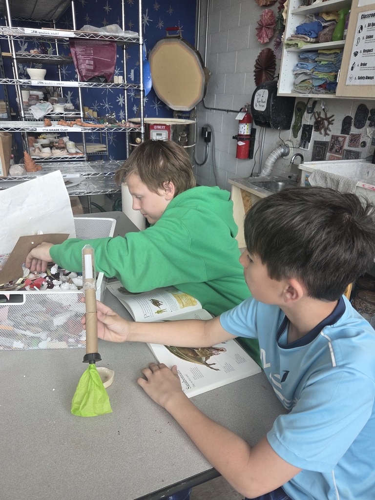 Students creating art projects