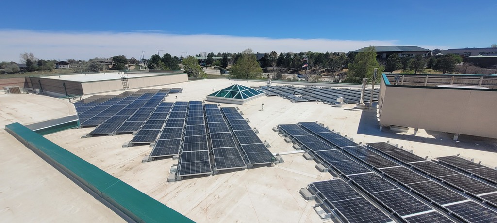 Solar panels on DCSM Main Campus rooftop