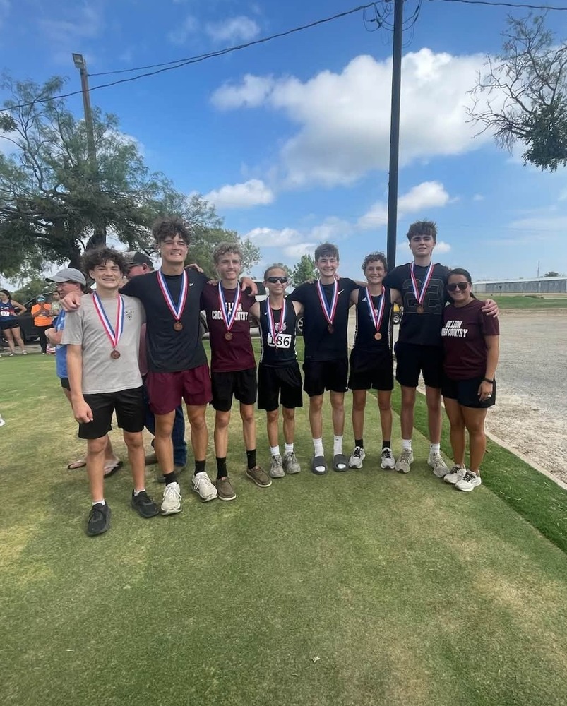 hs boys cross country team and coach