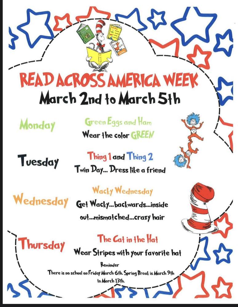 read across america week dress up day schedule