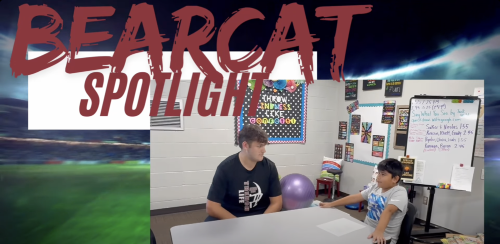 bearcat spotlight video screenshot of football player and elementary student interview