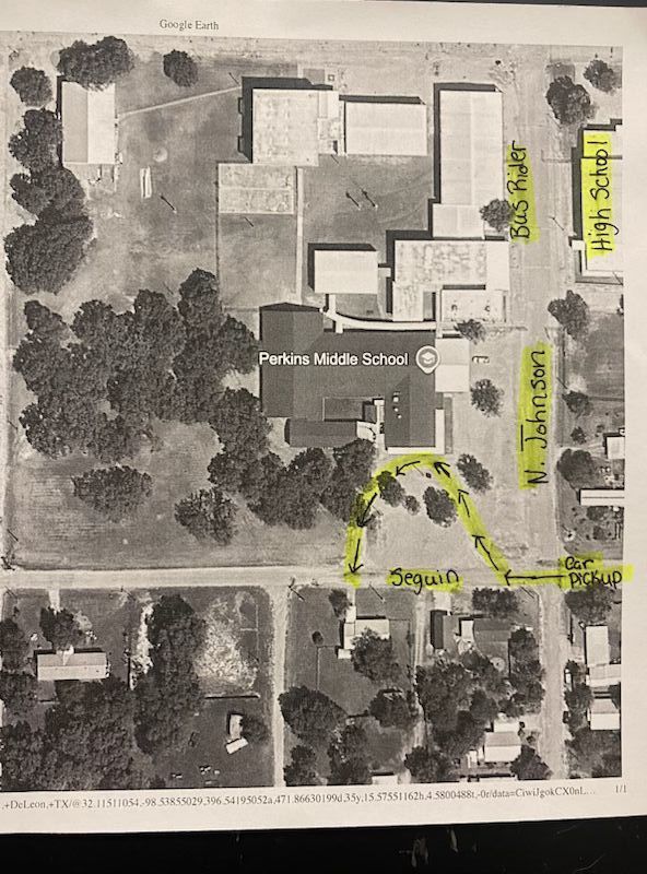 Middle school drop off and pick up map