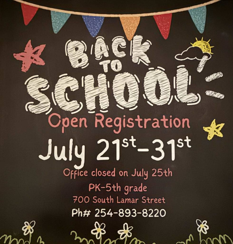 back to school open registration july 21st to 31st flyer