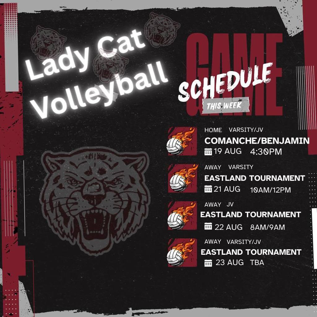 lady cat volleyball schedule for this week graphic