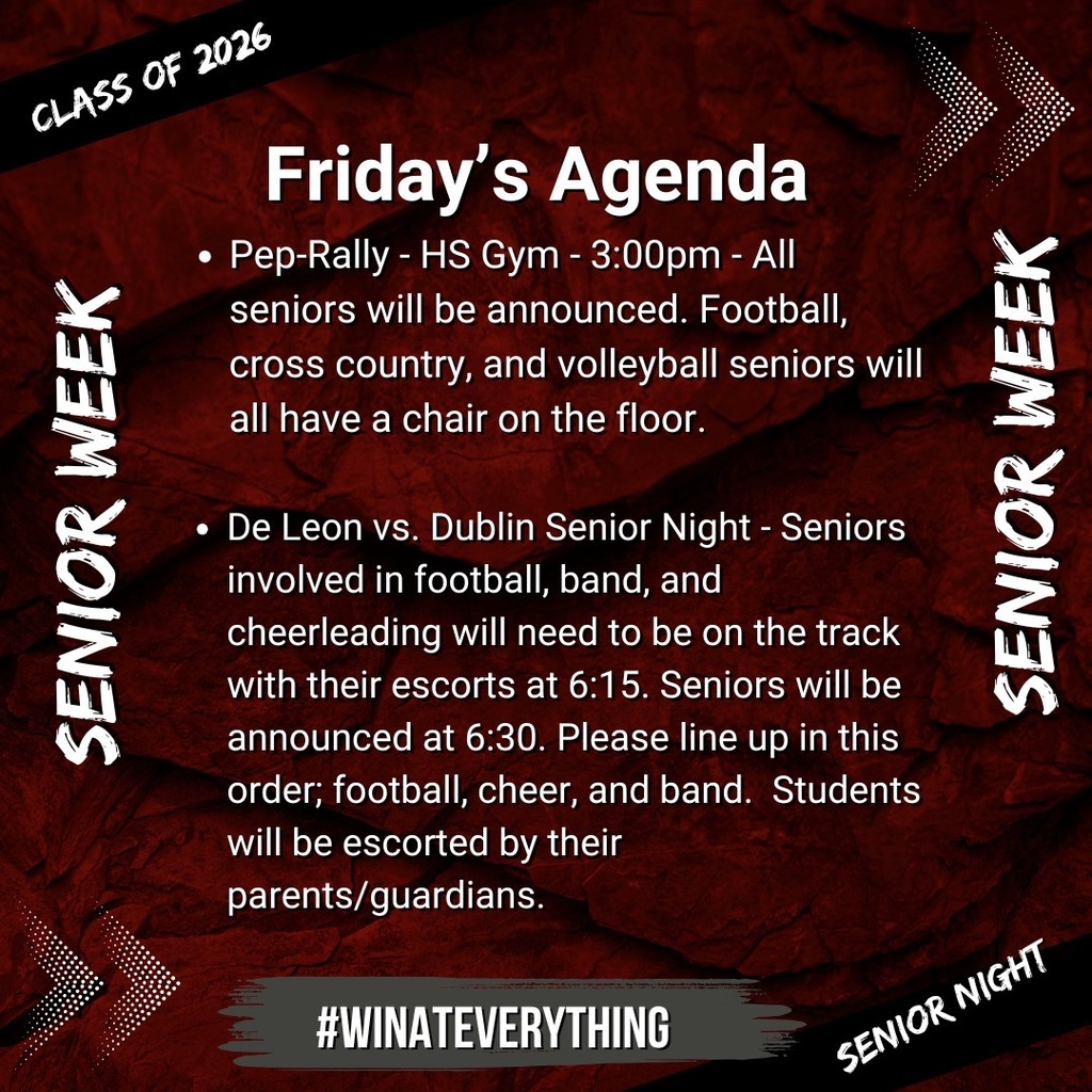 Friday's Senior Week Agenda flyer