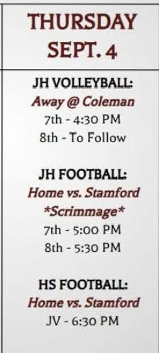 thursday sept. 4 game schedule