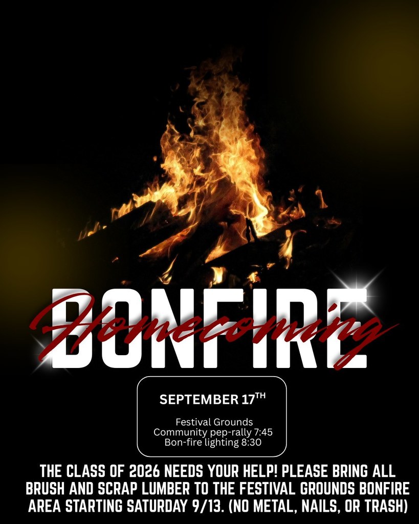 Homecoming Bonfire info flyer