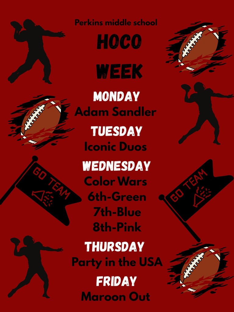 perkins middle school hoco week dress up days flyer