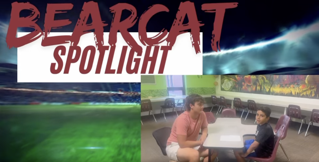 bearcat interview between elementary student and varsity football player