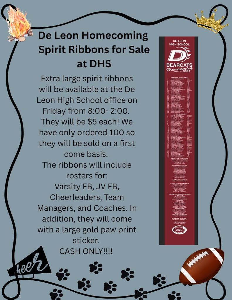 homecoming spirit ribbons for sale at dhs flyer